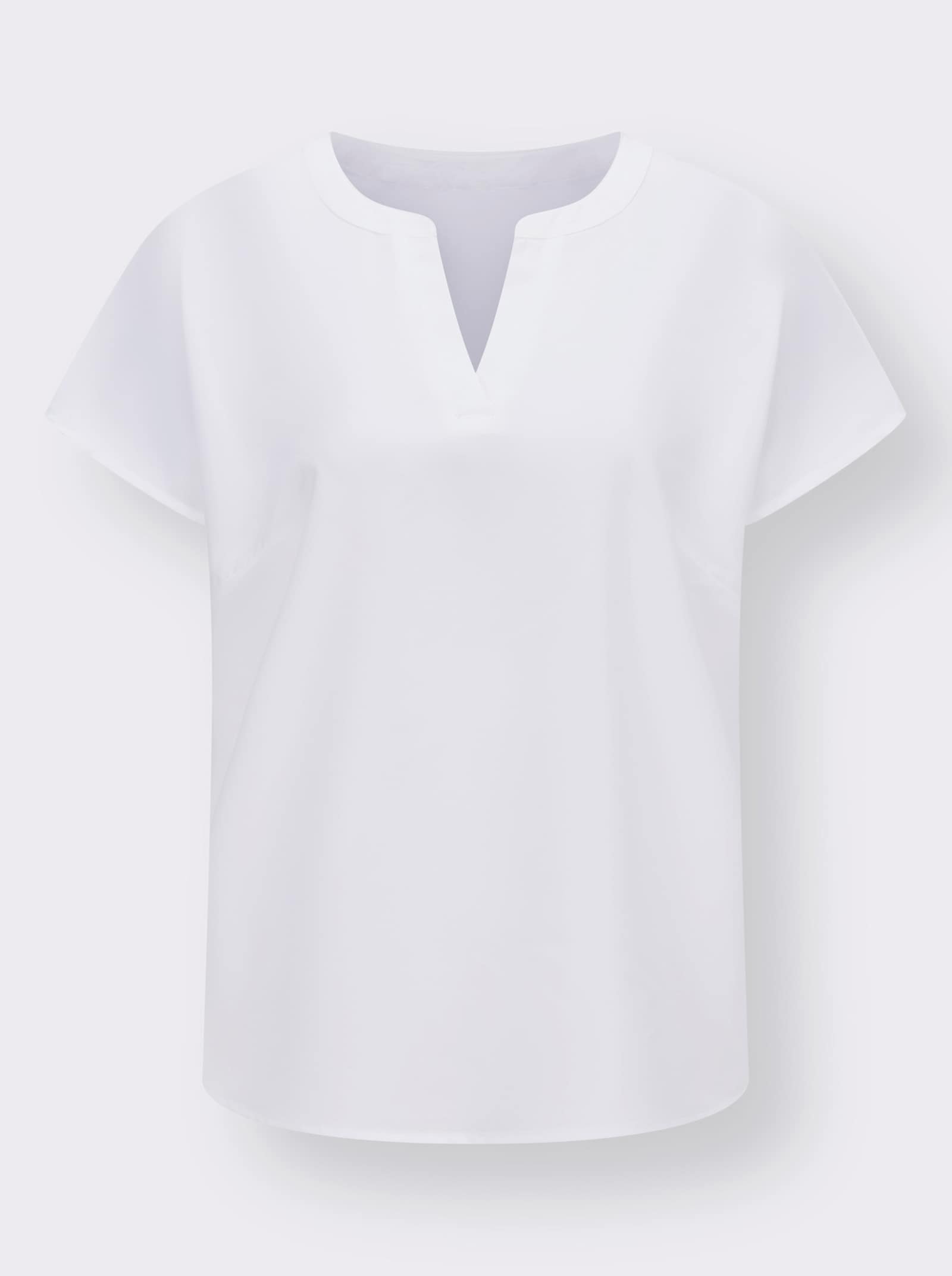 Navlékací halenka s kulatým výstřihem - bílá