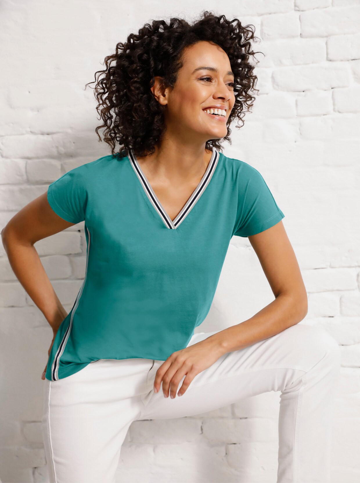 Creation L Premium Shirt van lyocell en katoen - lagune
