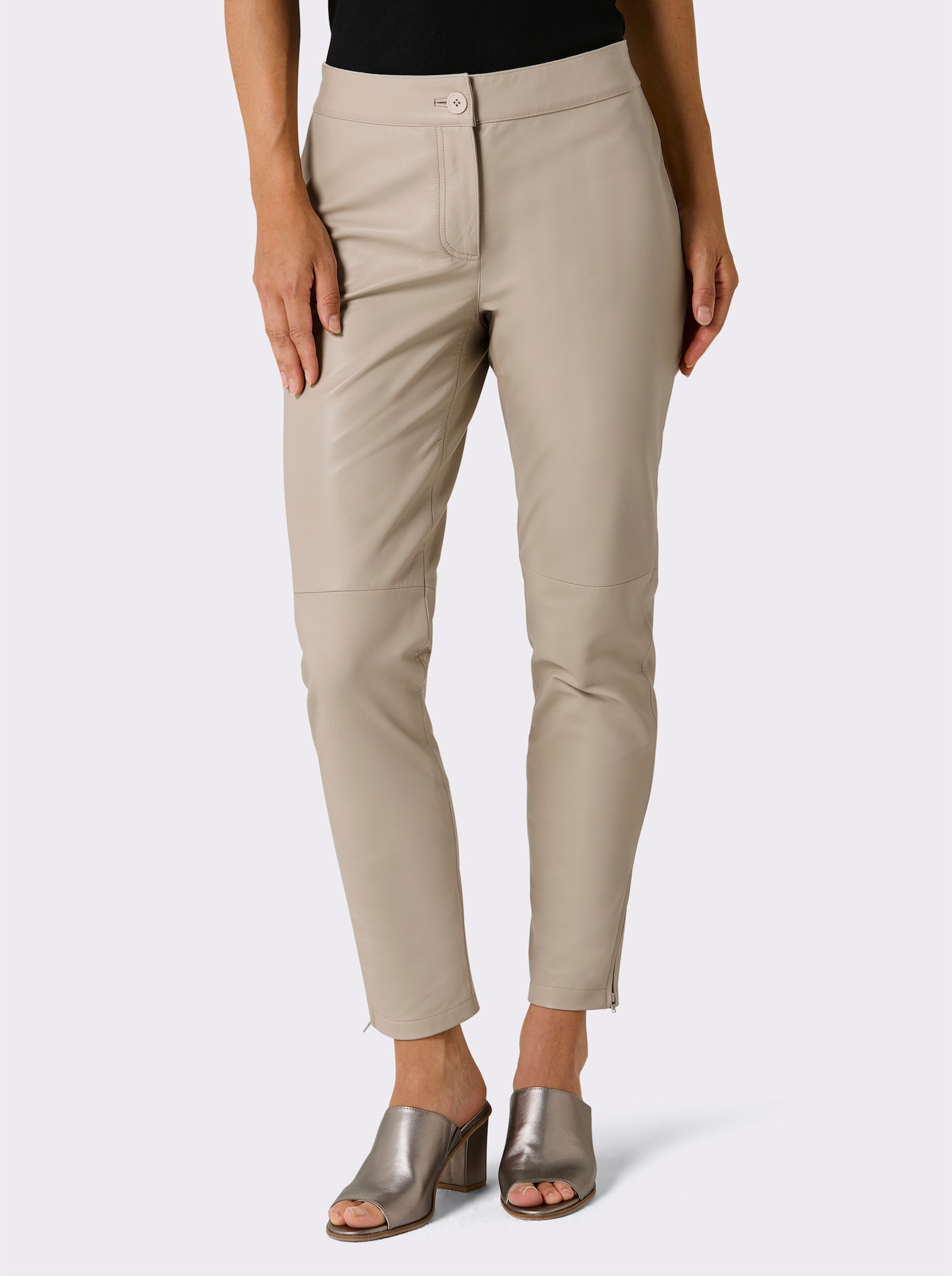 heine Lederhose aus Lamm-Nappa - beige