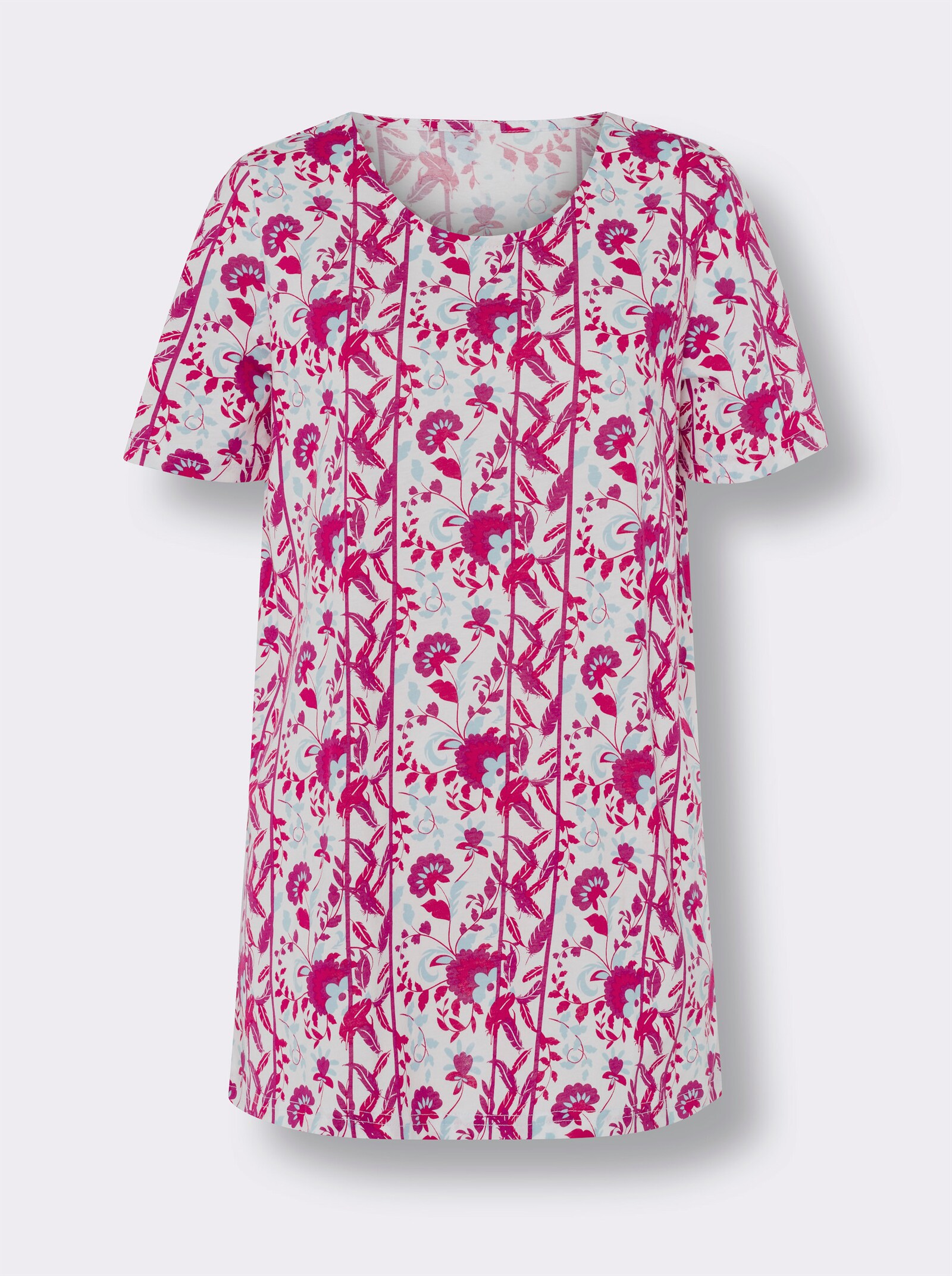 Lang shirt met korte mouwen - malve/aquamarijn bedrukt