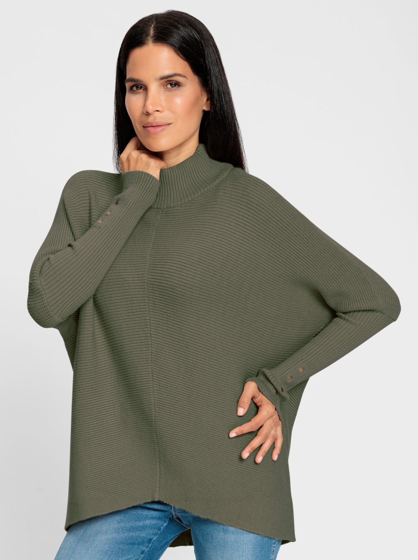 heine Pullover mit Fledermausärmeln - khaki