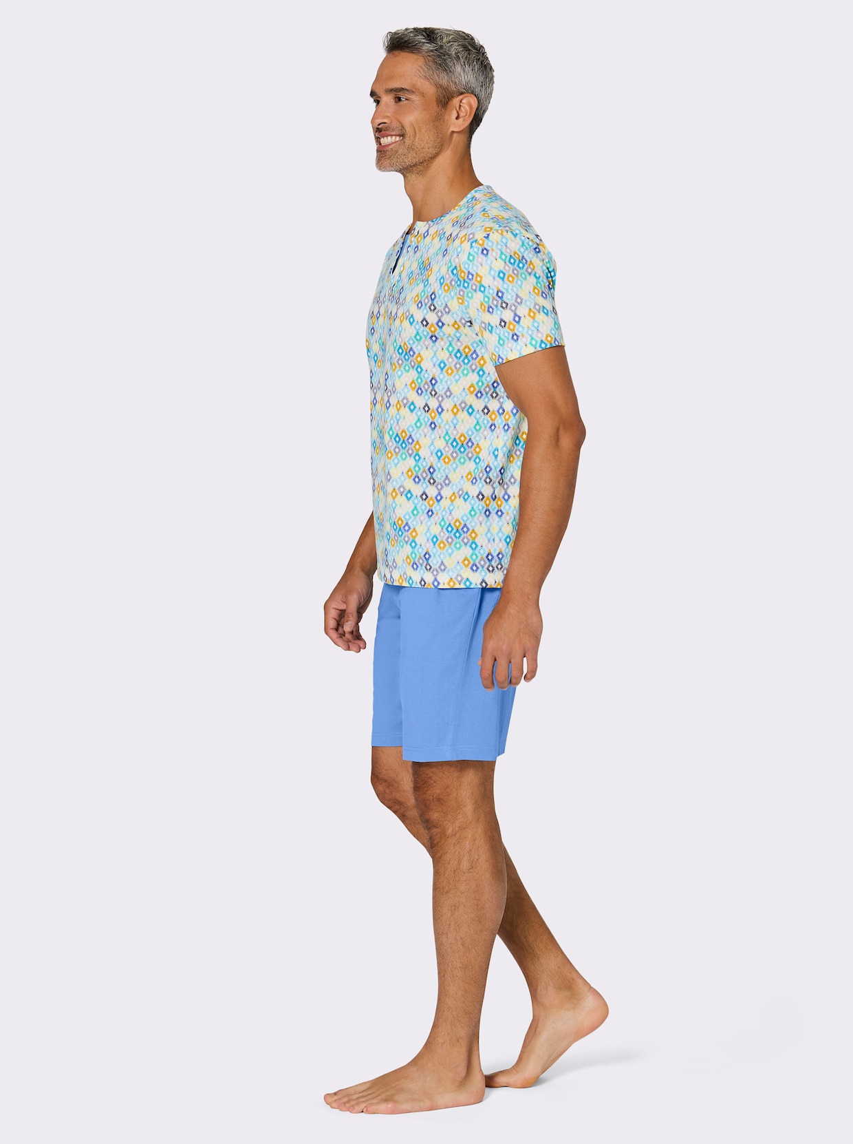 wäschepur men Shorty - mittelblau-türkis-bedruckt