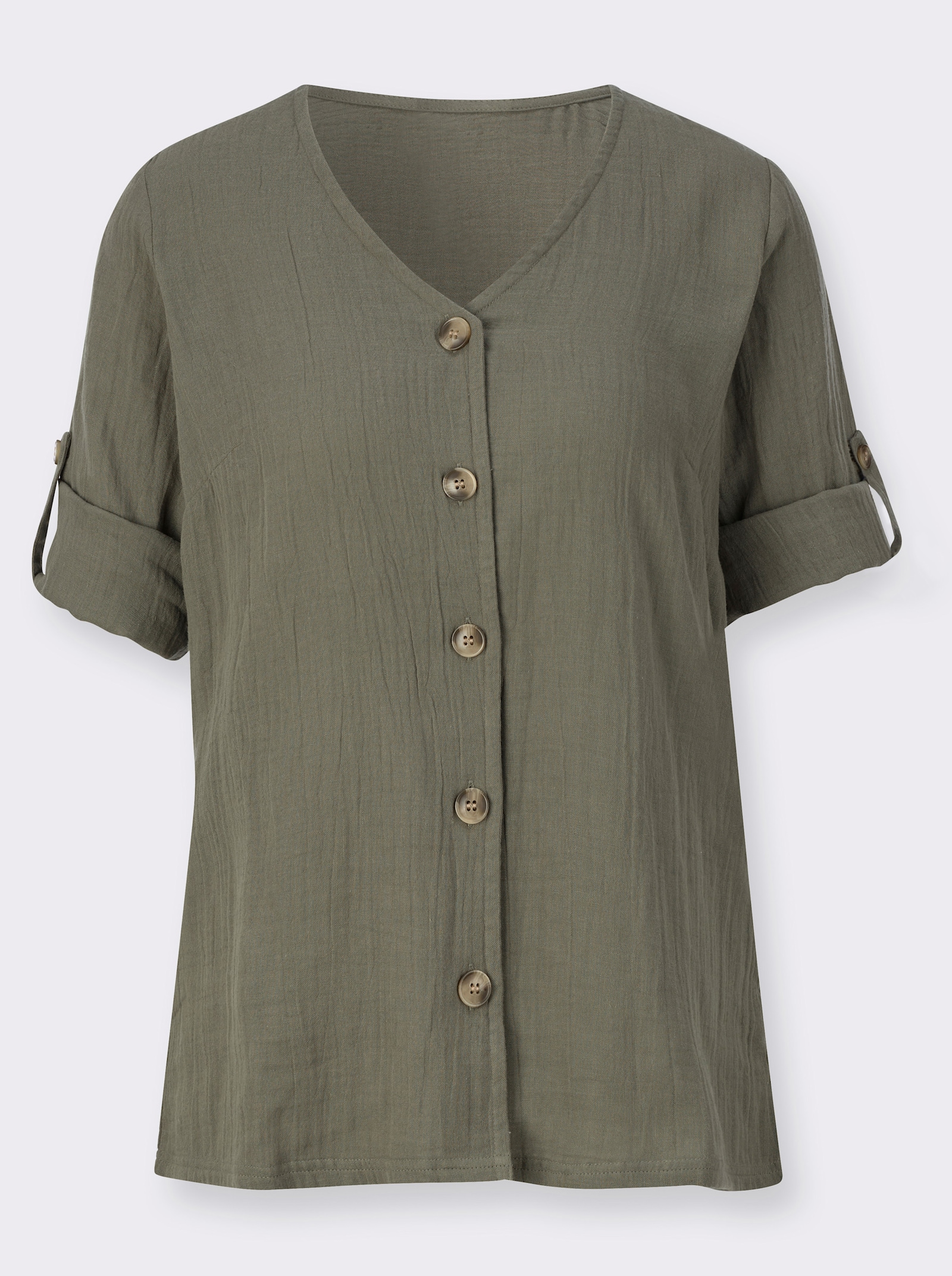 3/4-Arm-Bluse mit Krempelfunktion - khaki