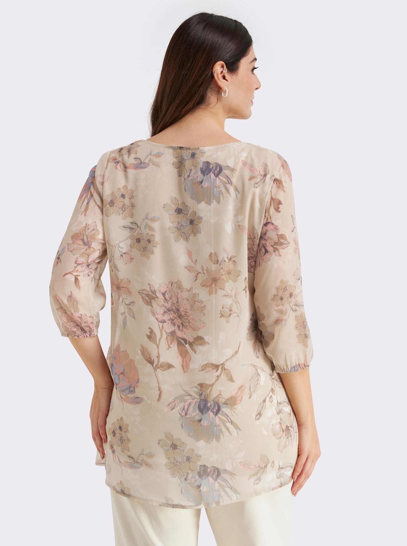Tunika mit Rüschen-Verzierung - sand-bedruckt