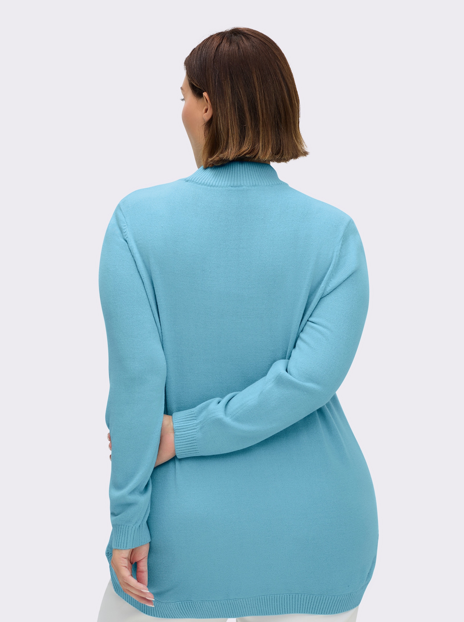 Pullover mit abgerundetem Saum - aqua