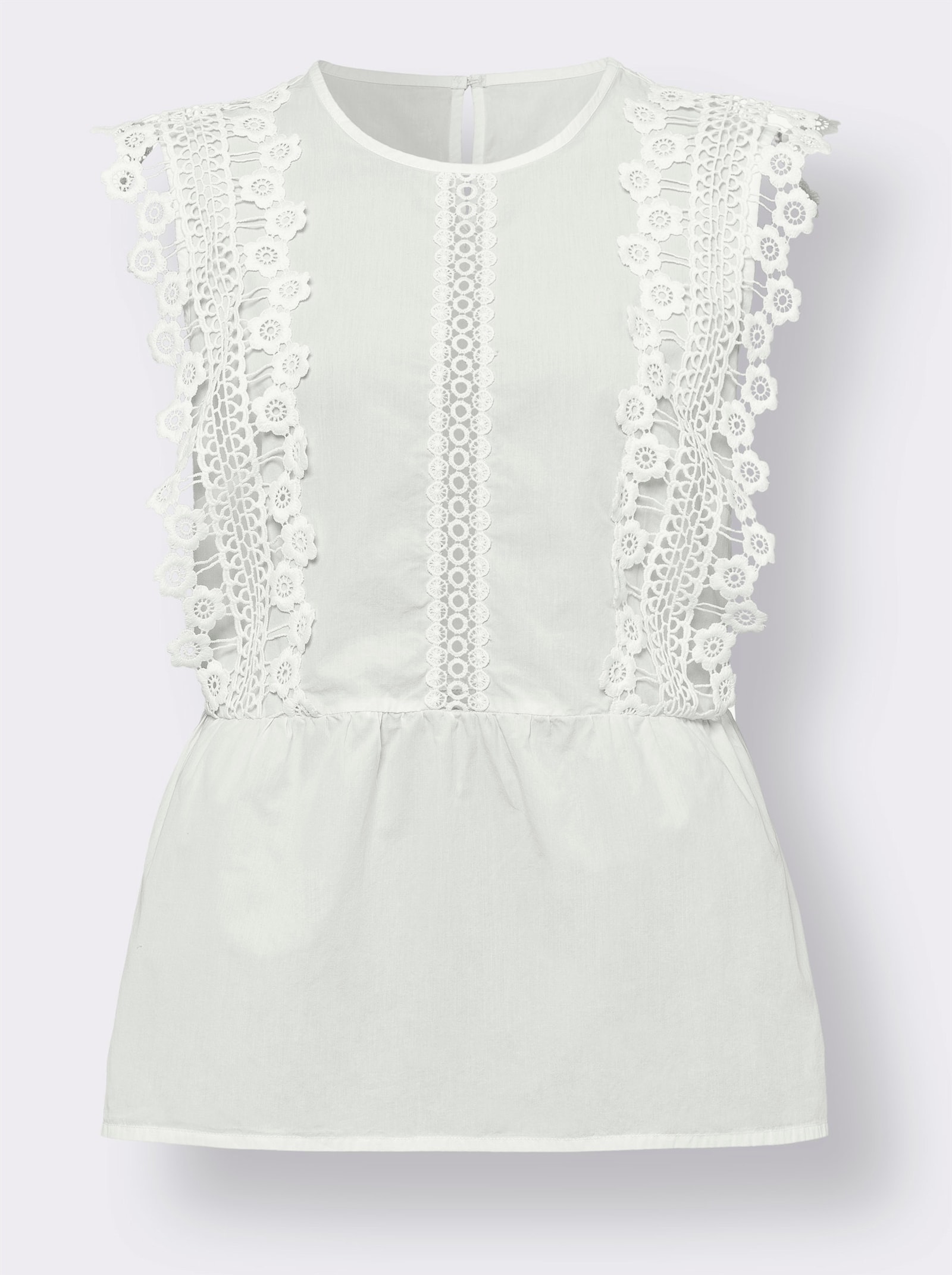 heine Schösschen-Top mit Spitze - ecru