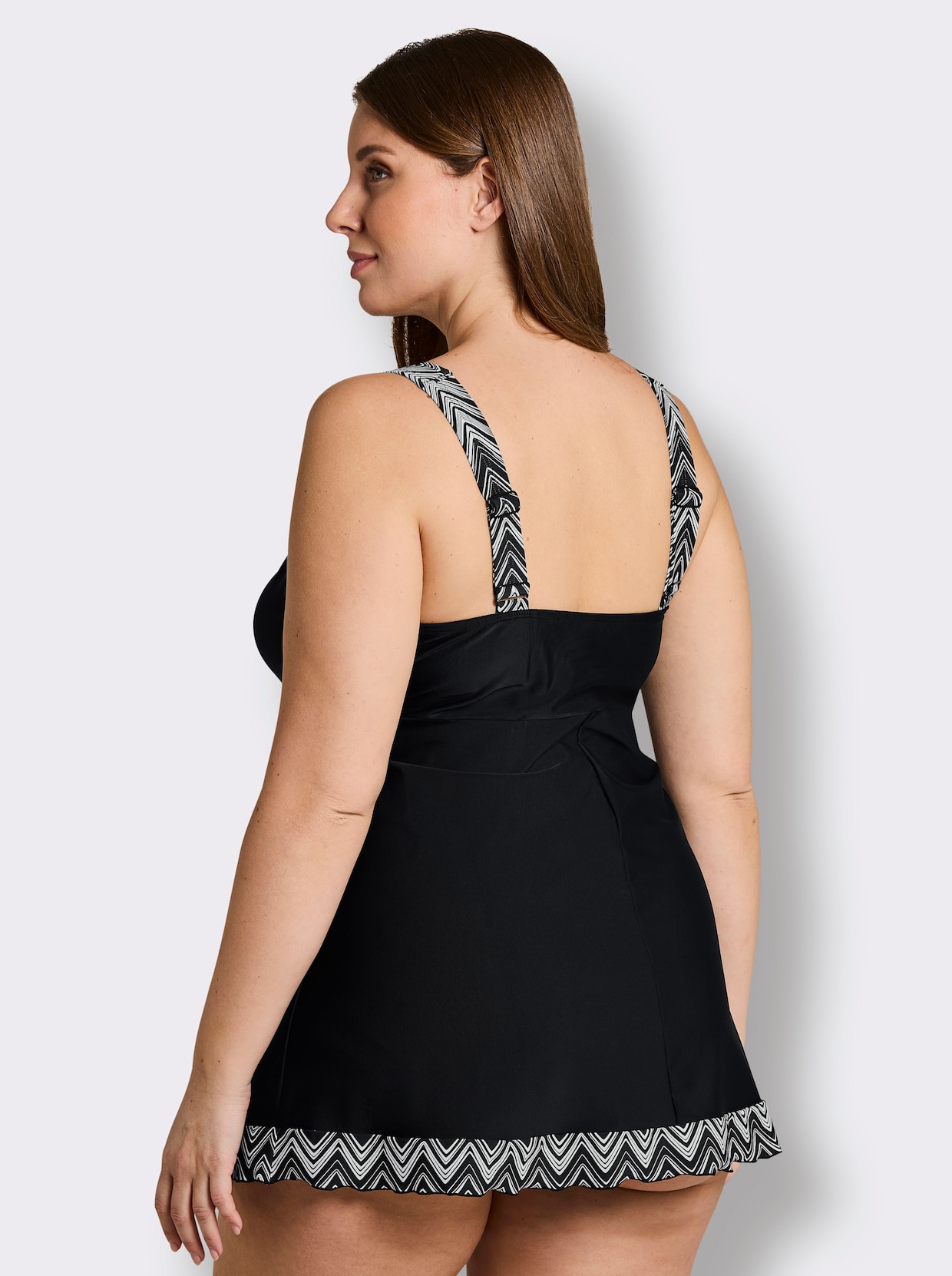 sheego Tankini-Oberteil mit Grafikprint - schwarz-weiß-bedruckt