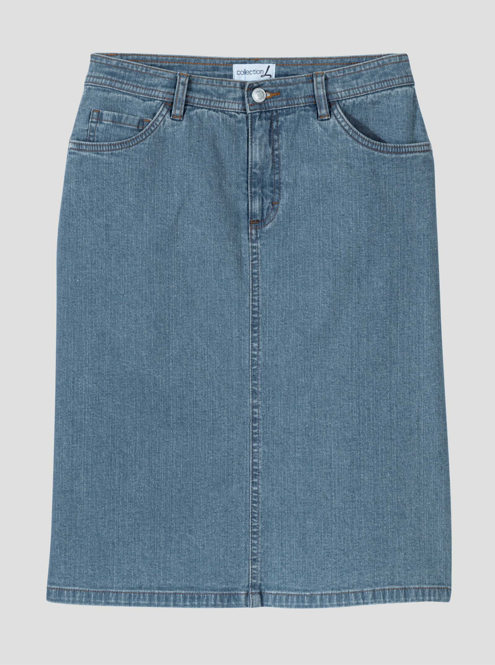 Jeansrock in 5-Pocket-Form - blue-bleached