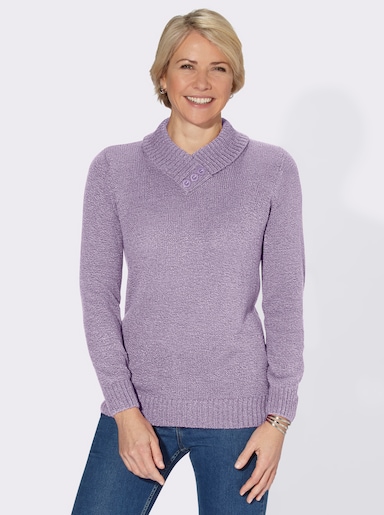 V-Ausschnitt-Pullover in Bouclé-Qualität - flieder-meliert