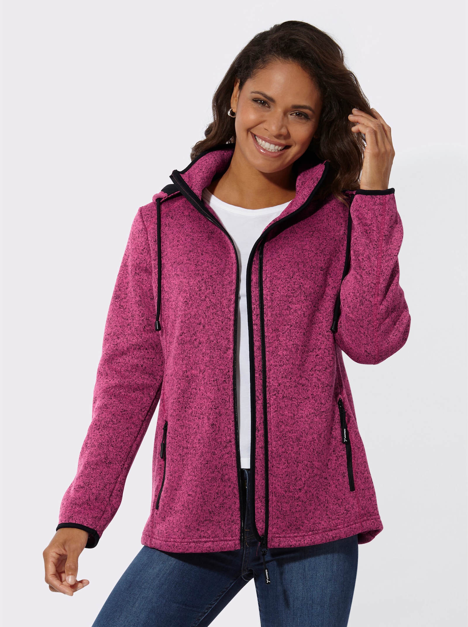 Fleecejack in antipilling-uitvoering - fuchsia gemêleerd