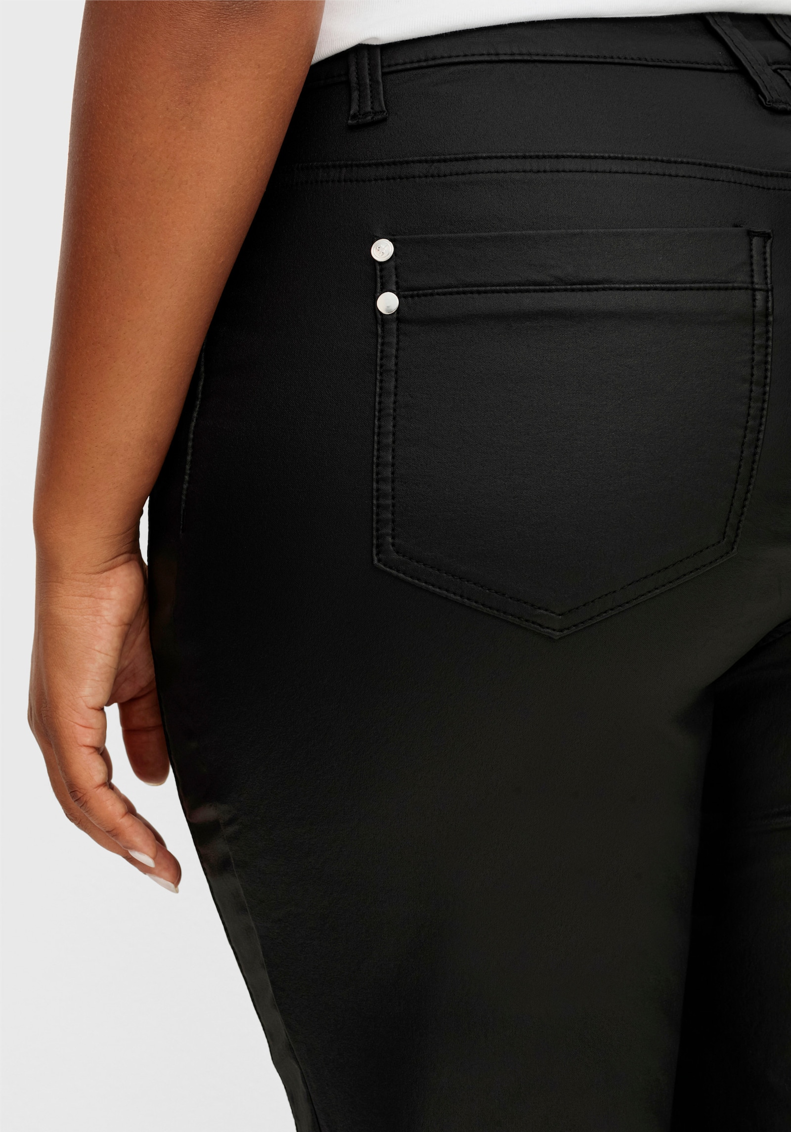 sheego Thermohose in schmaler Form, beschichtet - schwarz