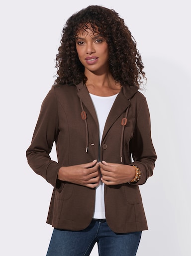 Shirtjacke mit Reverskragen - schoko