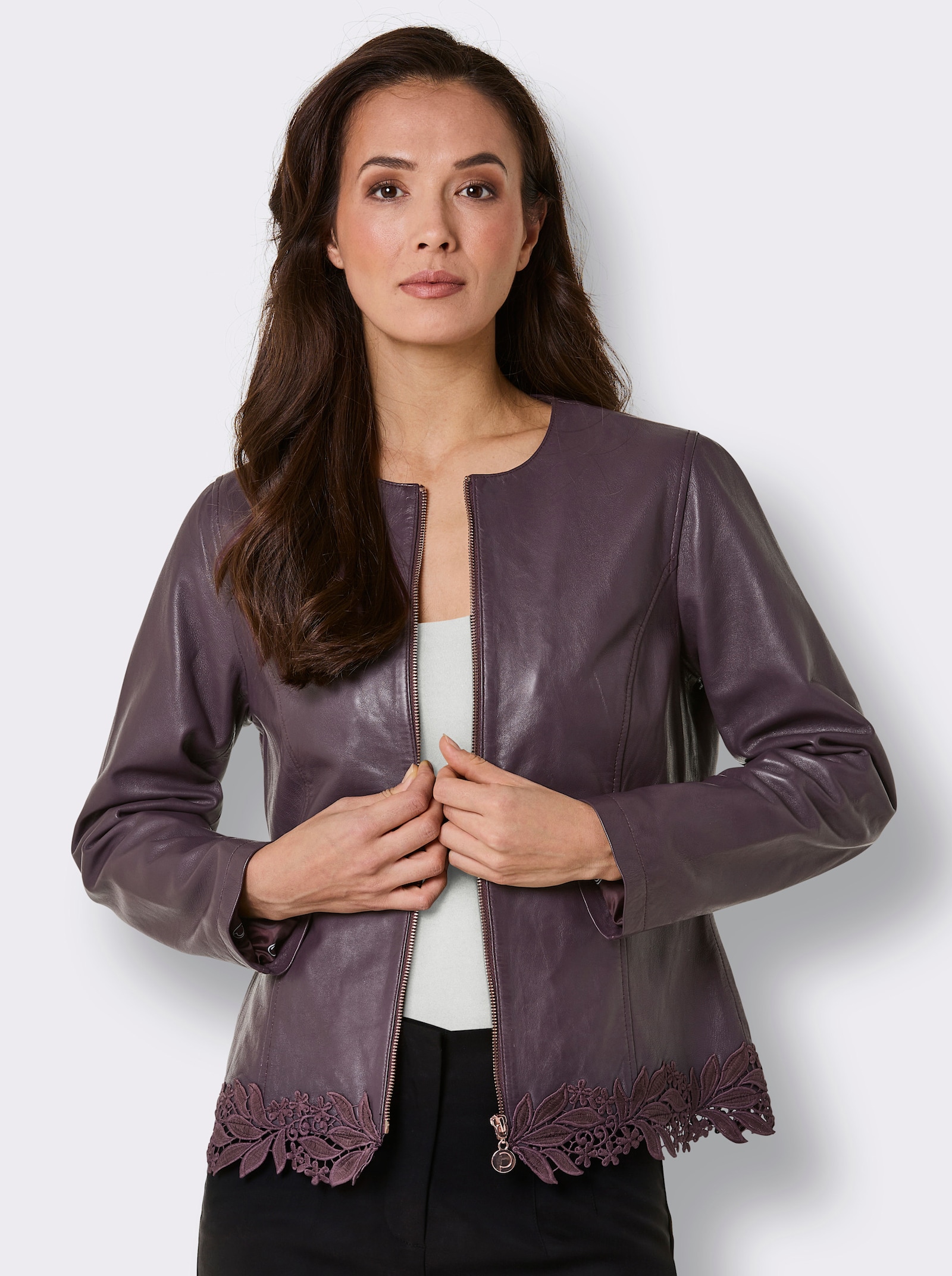 CREATION L PREMIUM Lederblazer - burgund