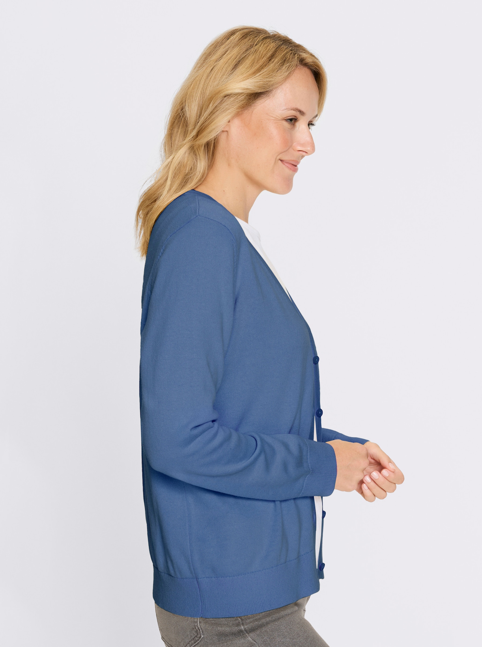 Cardigan in Baumwoll-Qualität - mittelblau