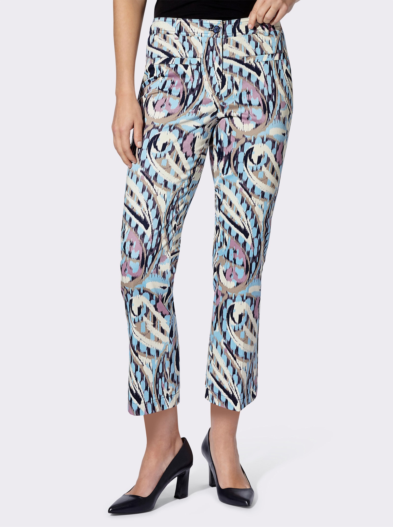 heine Pantalon imprimé avec plis repassés - marine-sésame-imprimé