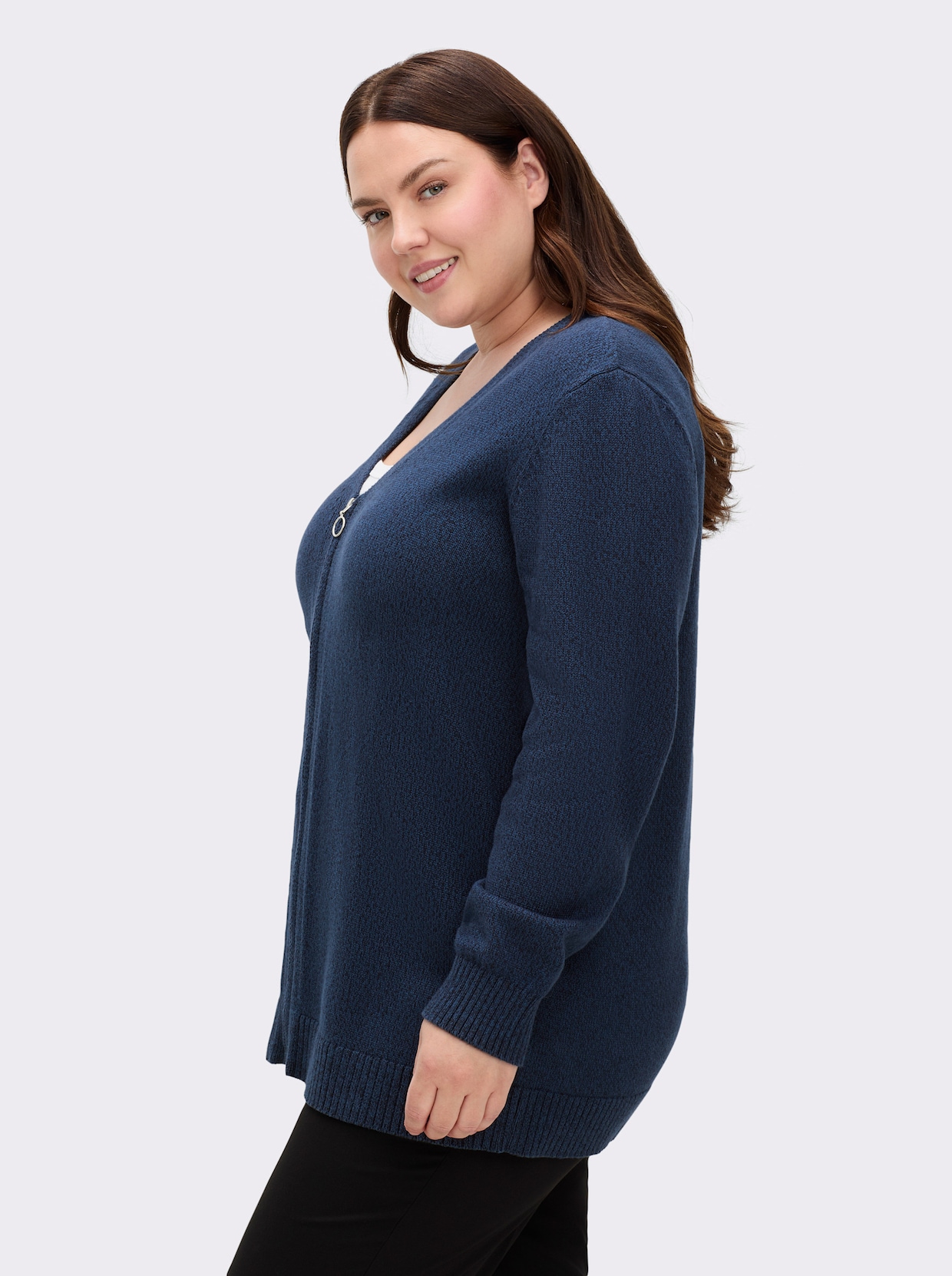 sheego Strickjacke - dark blue-meliert