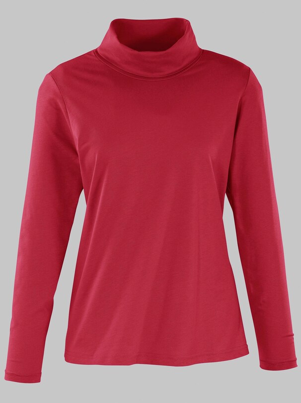 Rollkragen-Shirt - weinrot