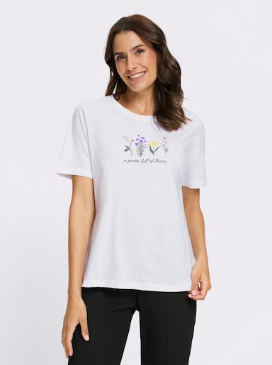 Rundhalsshirt - weiß-bedruckt