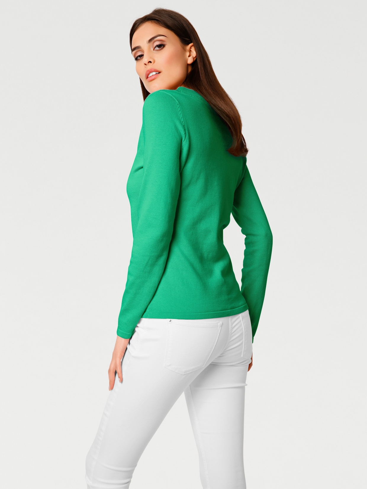 heine Pullover met V-hals - groen