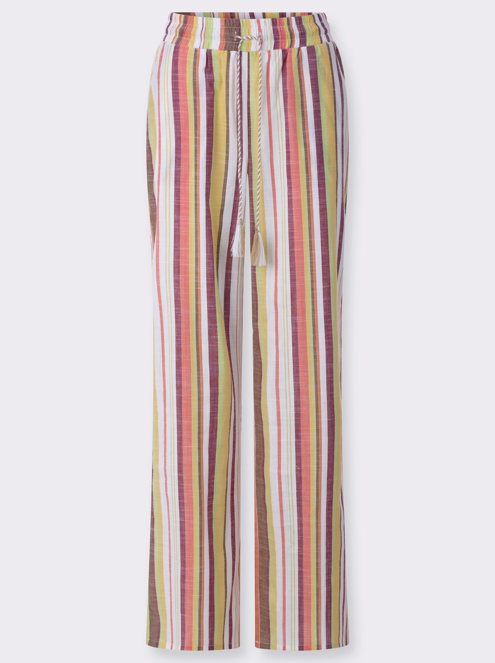 Schlupfhose mit breitem Dehnbund - pistazie-ecru-gestreift