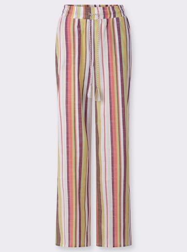  Schlupfhose mit breitem Dehnbund - pistazie-ecru-gestreift