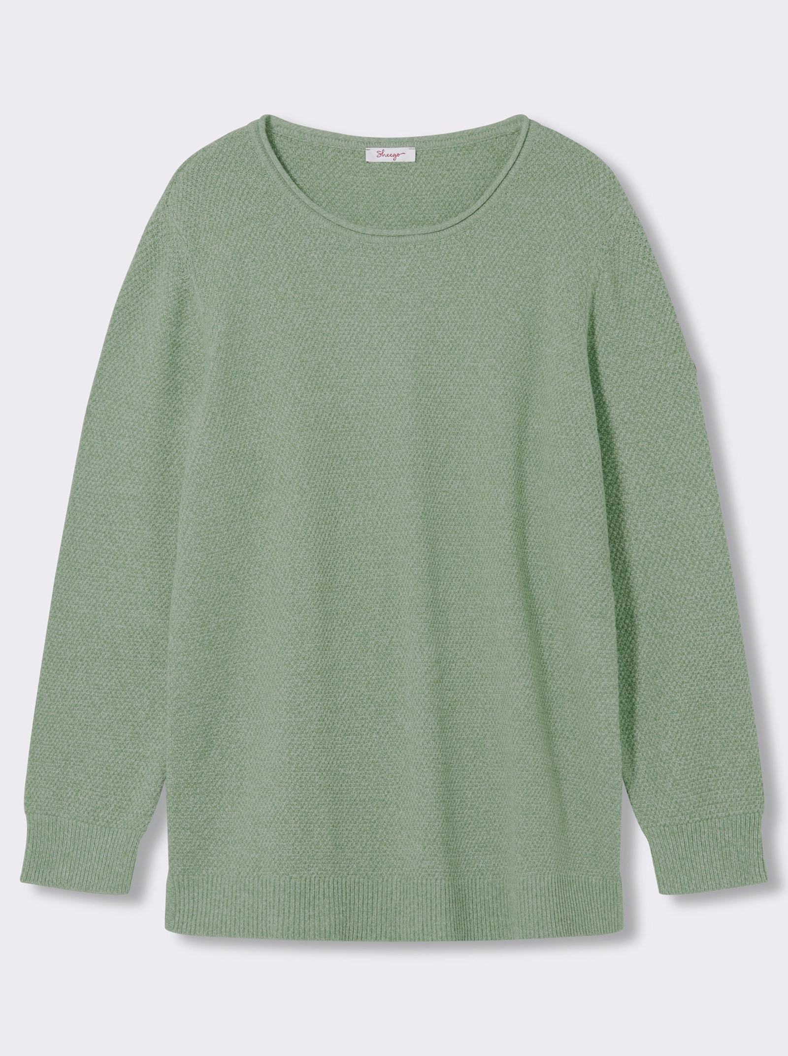 sheego Langarm-Pullover im soften Strukturstrick - eucalyptus-meliert