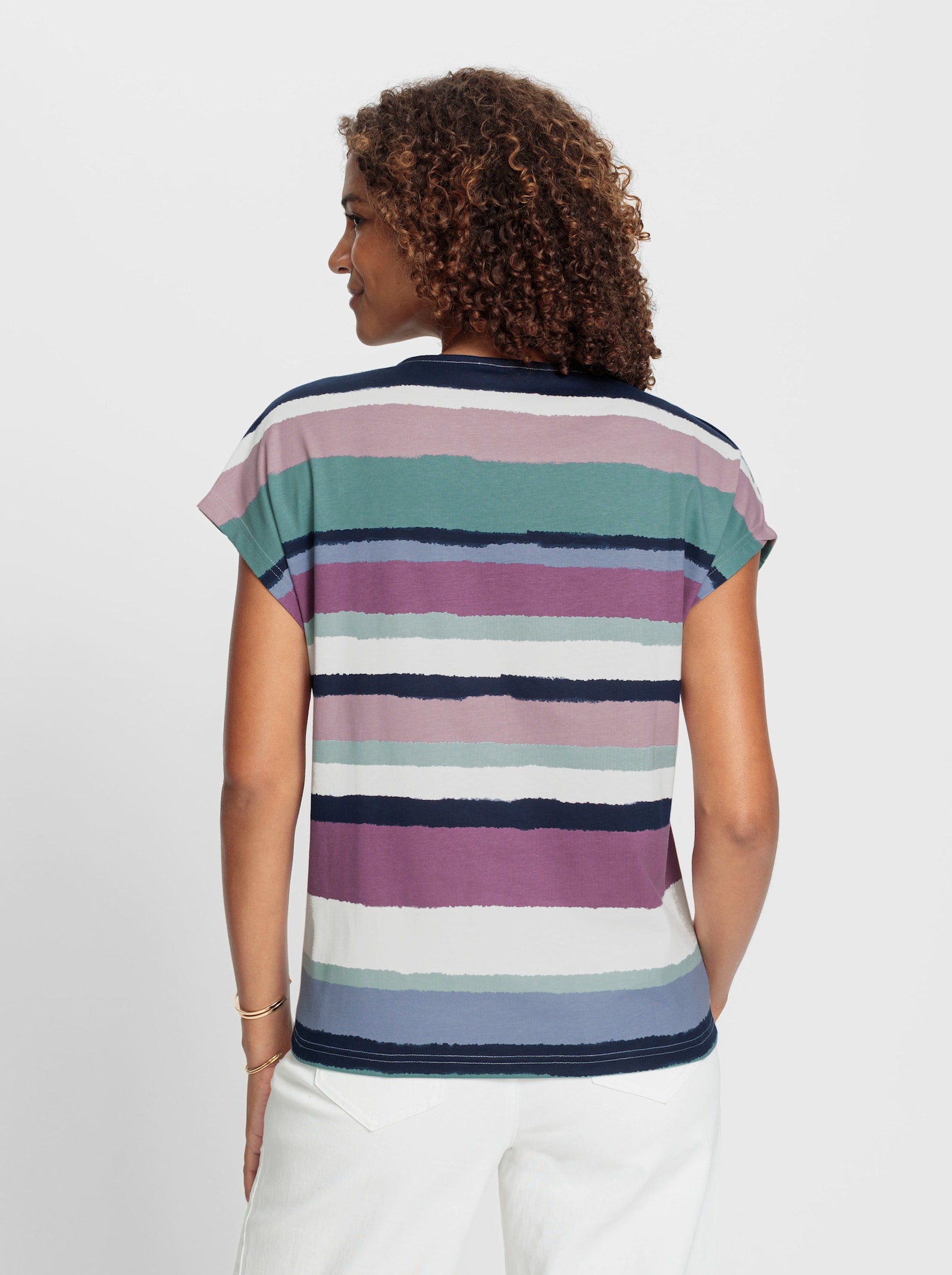 Shirt met gestileerde knoopsluiting - jade/paars bedrukt