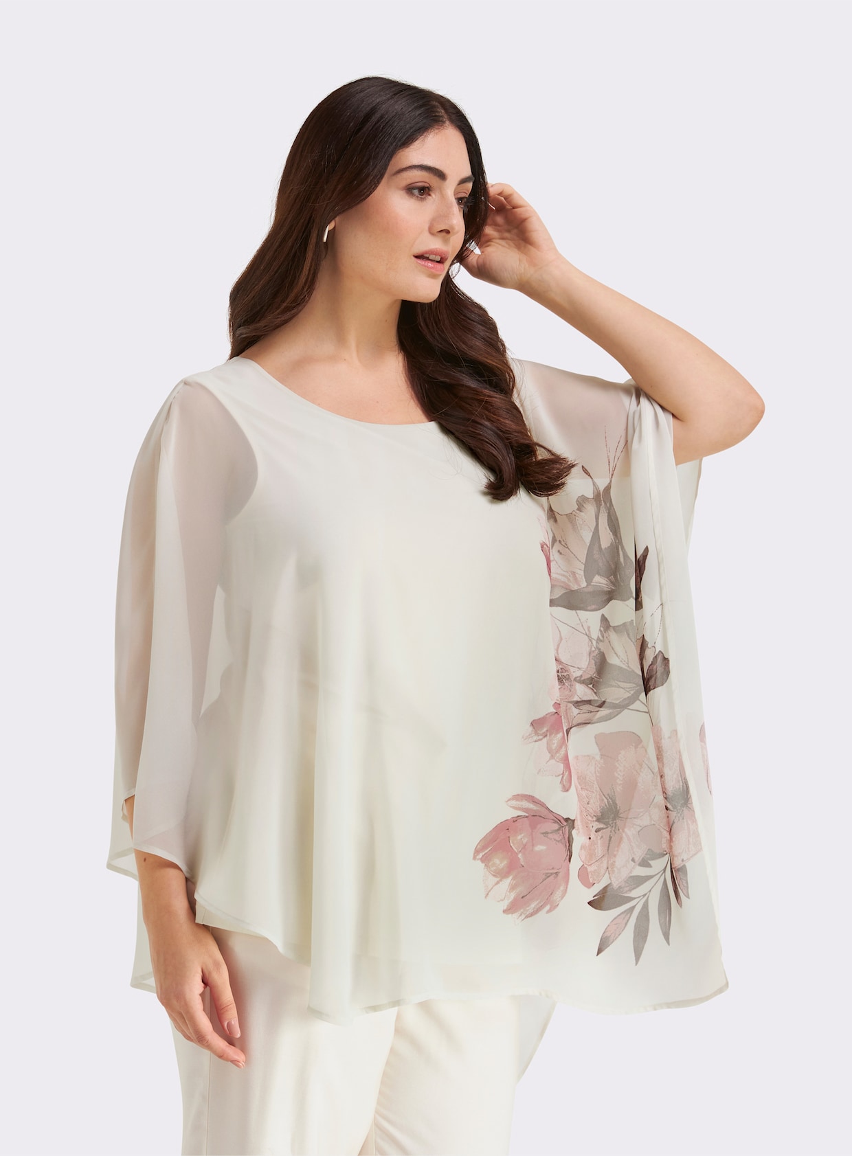 sheego Tuniek in capemodel - champagner-puder-bedruckt