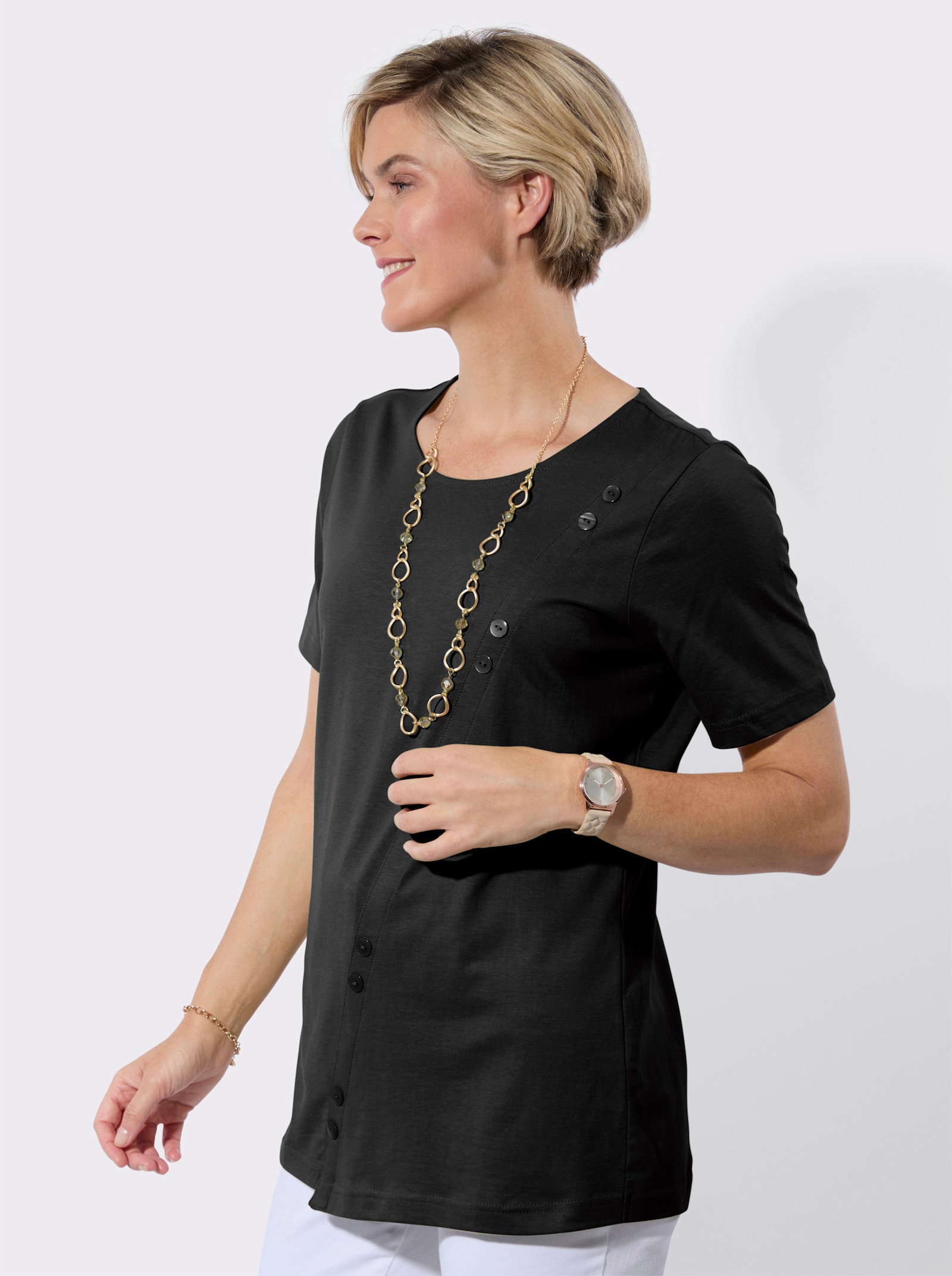 Longshirt asymmetrischer Schnitt - schwarz