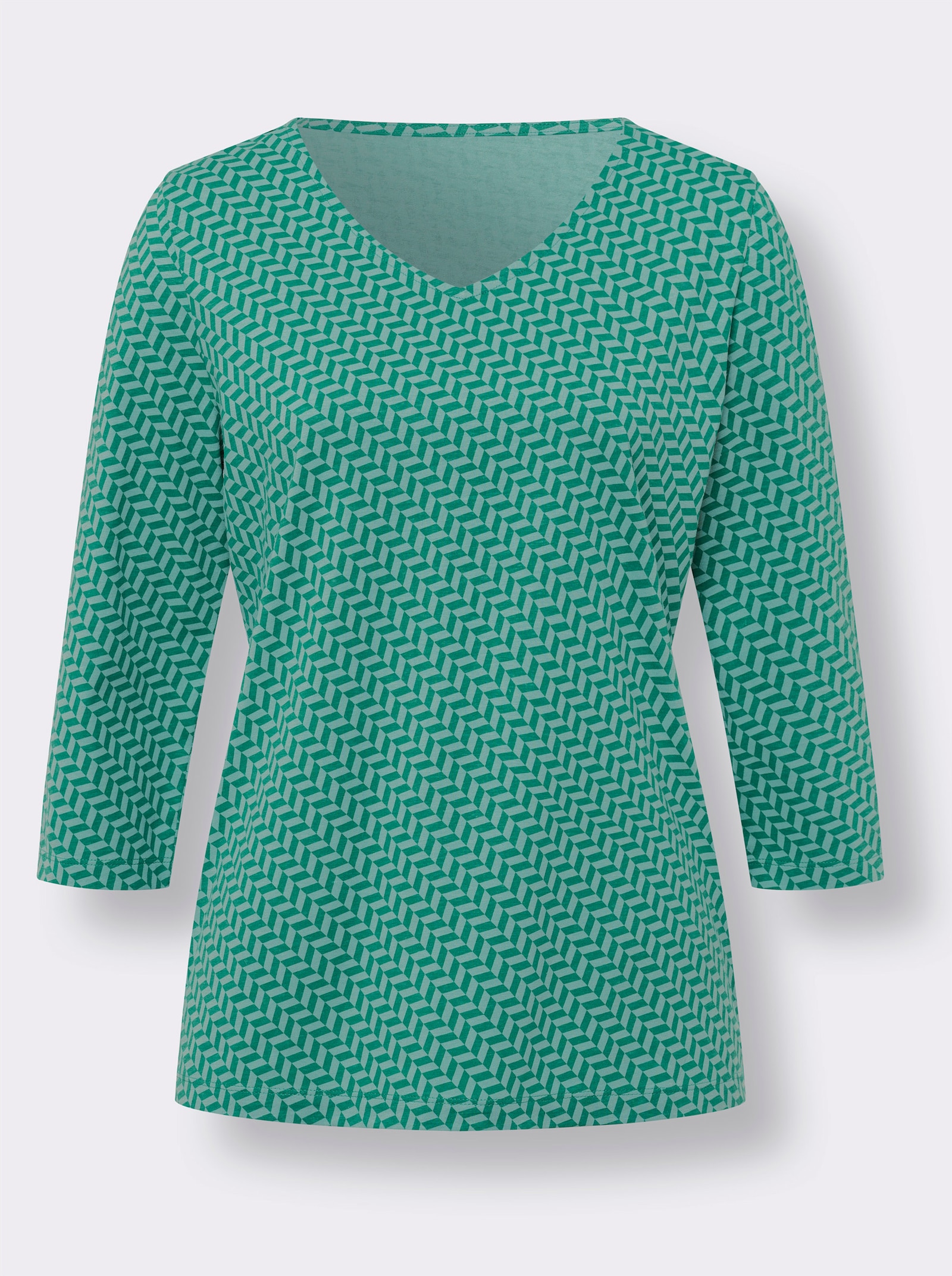 3/4-Arm-Shirt mit Minimal-Druck - smaragd-salbei