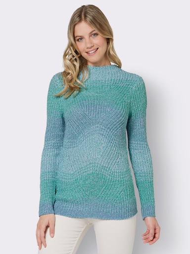 Gebreide pullover - blauwgroen/bleu gemêleerd