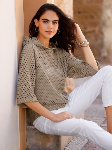 heine Pullover im Ajourstrick - beige