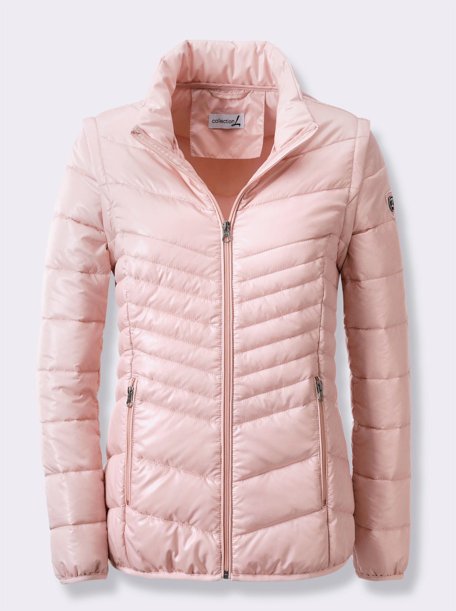 Steppjacke mit abzippbaren Ärmeln - puder