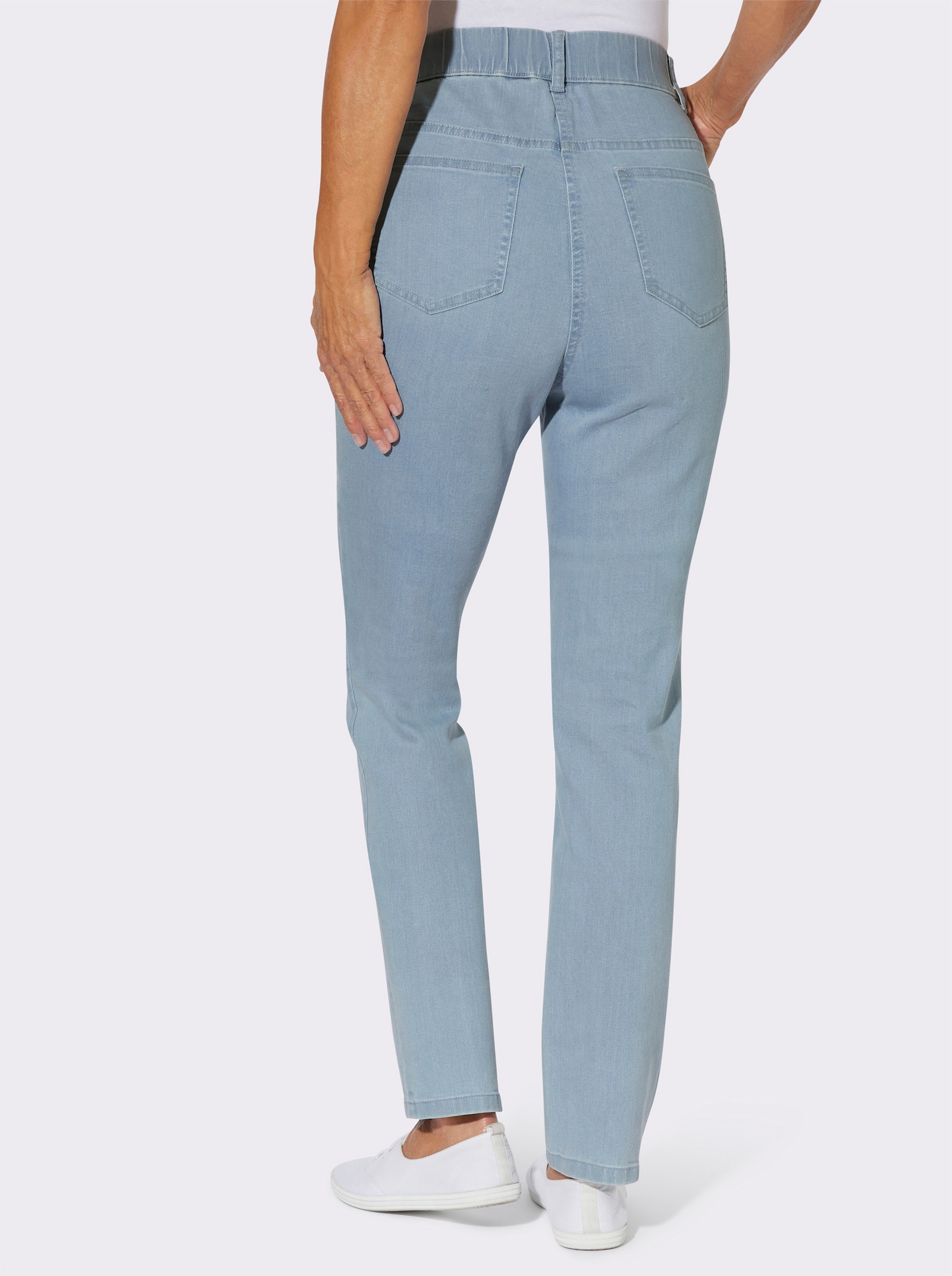 Jeans mit Rundum-Dehnbund - blue-bleached