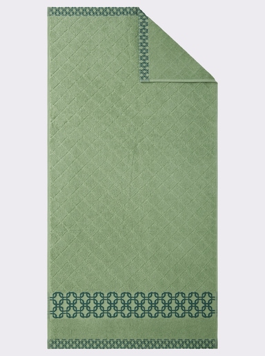 wäschepur Handtuch mit 2-farbiger Bordüre - eucalyptus