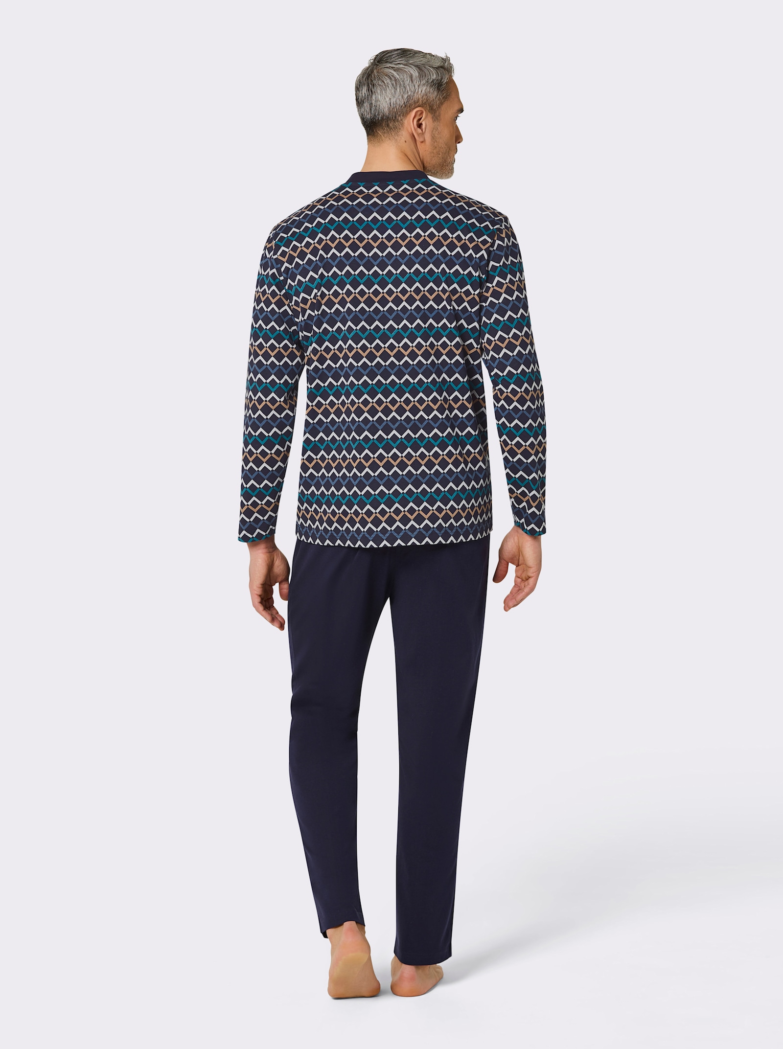 wäschepur men Schlafanzüge - marine-bedruckt + camel-bedruckt