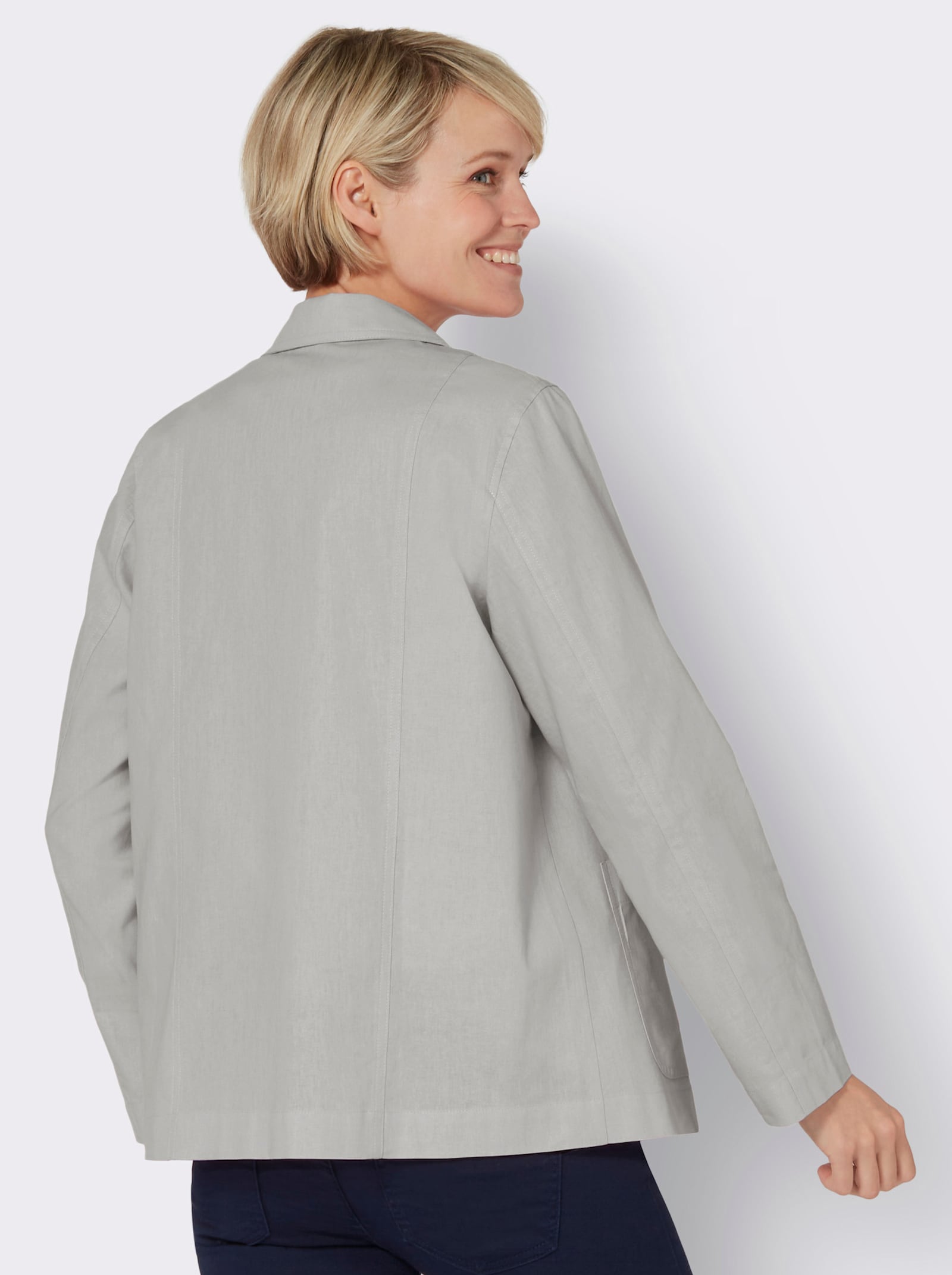 Jack van katoen en linnen - lichtgrijs