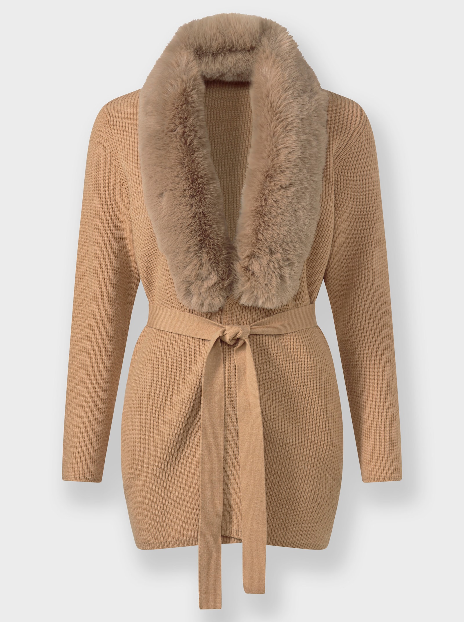 heine Cardigan avec col imitation fourrure - couleur chamois