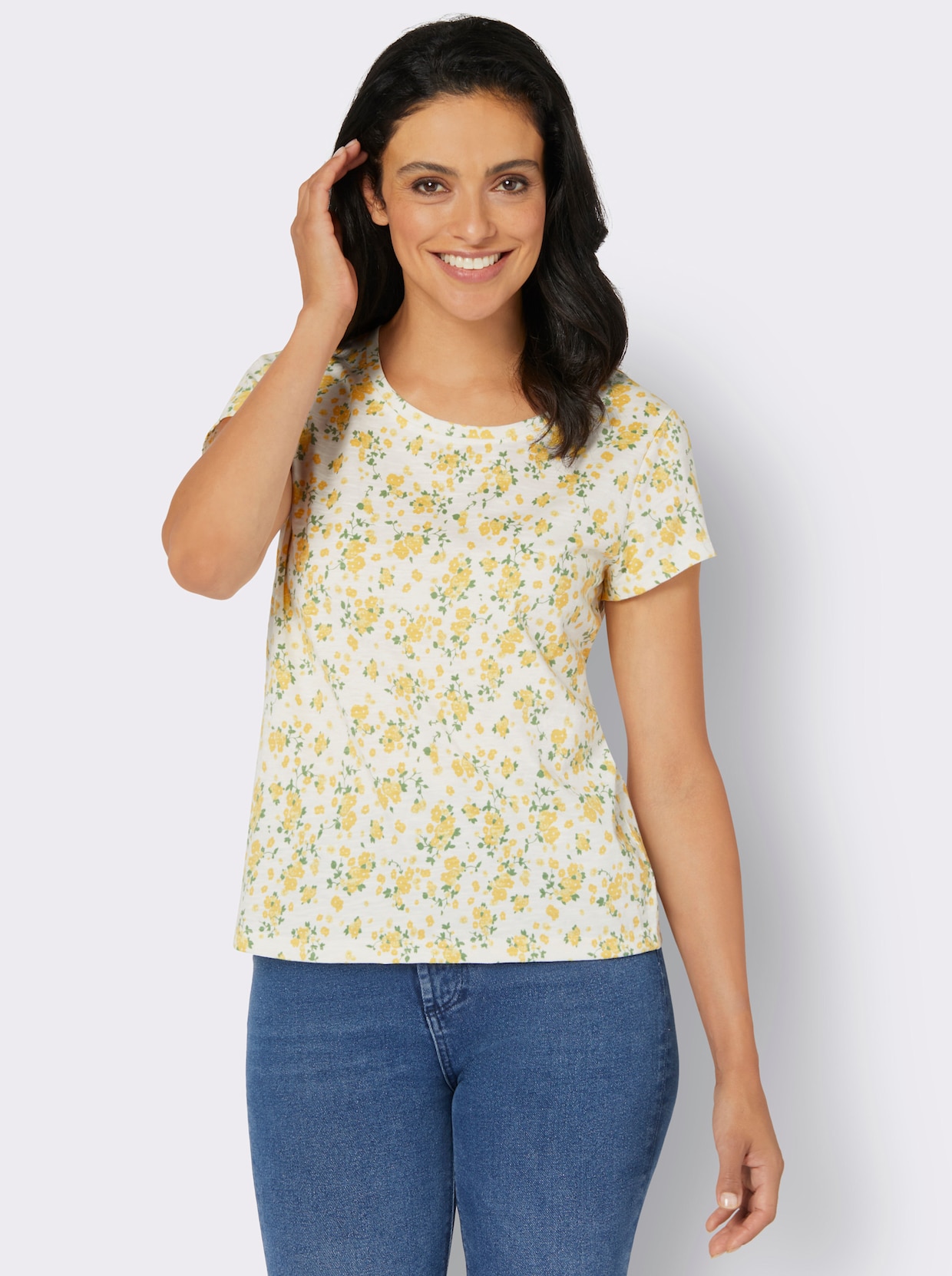 Potlačené tričko - Svetlobéžová a citrónová potlač
