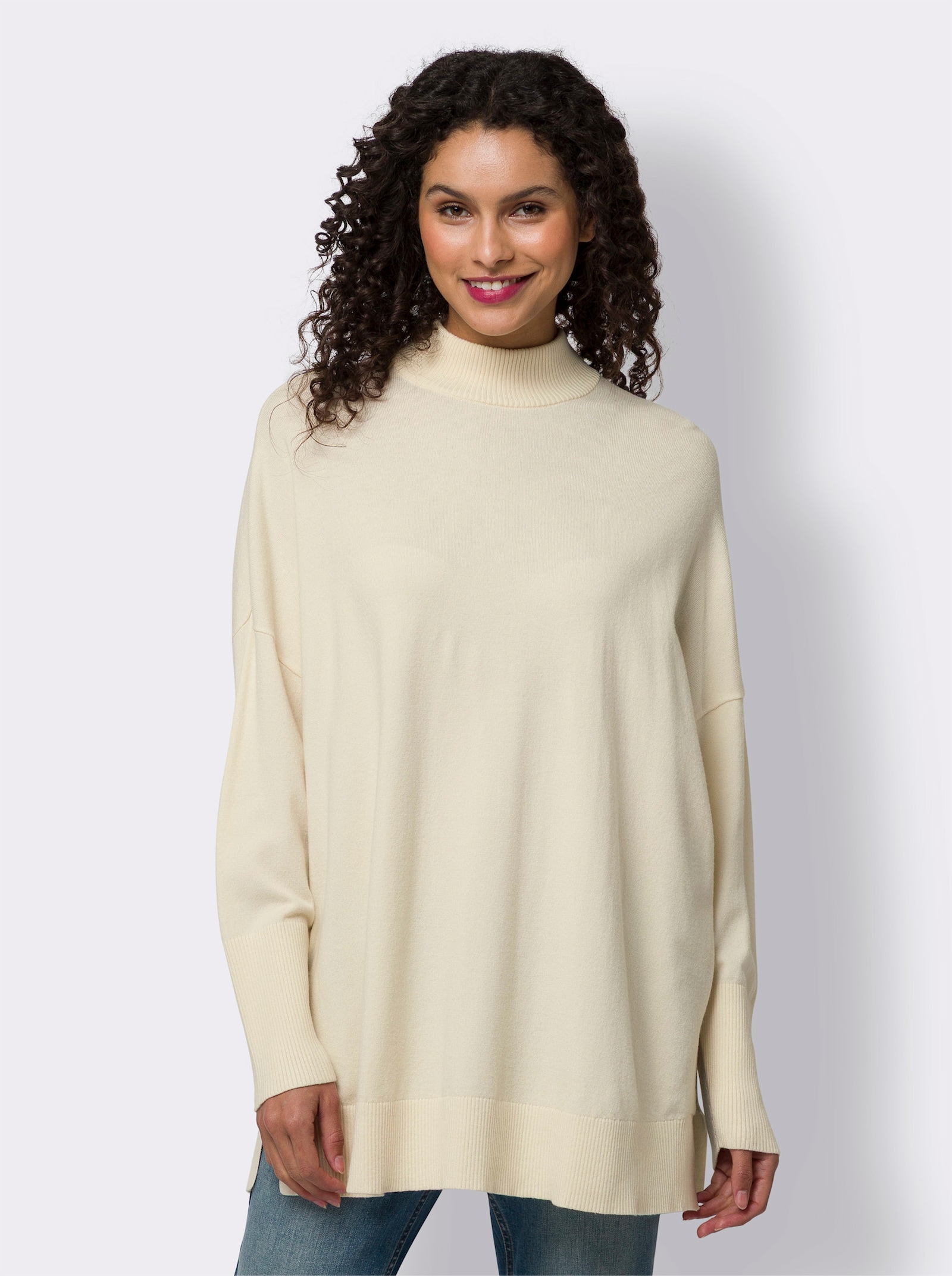 heine Pull à col montant avec patte de boutonnage décorative au dos - couleur ivoire