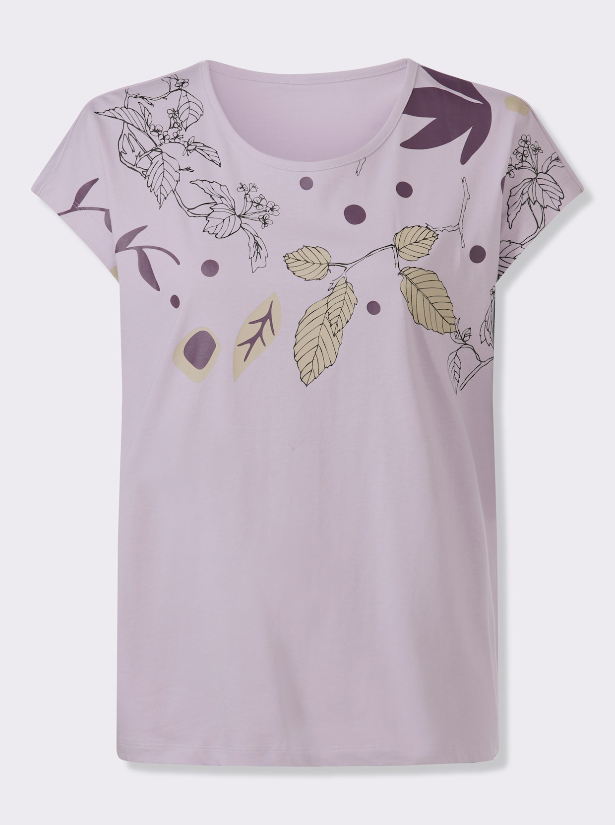 Rundhalsshirt mit platziertem Druck - flieder-traube-bedruckt