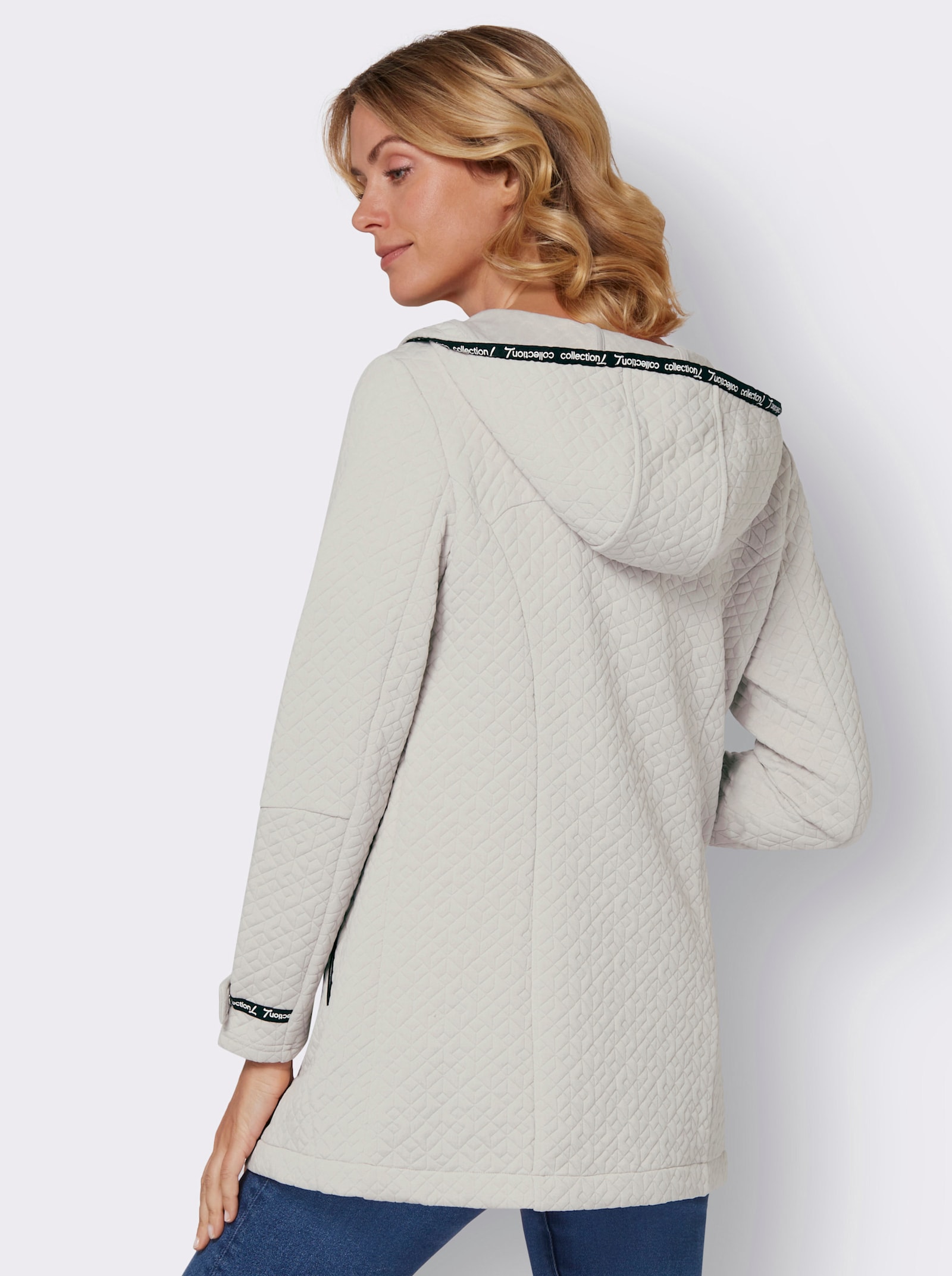 Shirtjacke in strukturierter Qualität, kontrastfarbene Details - hellgrau