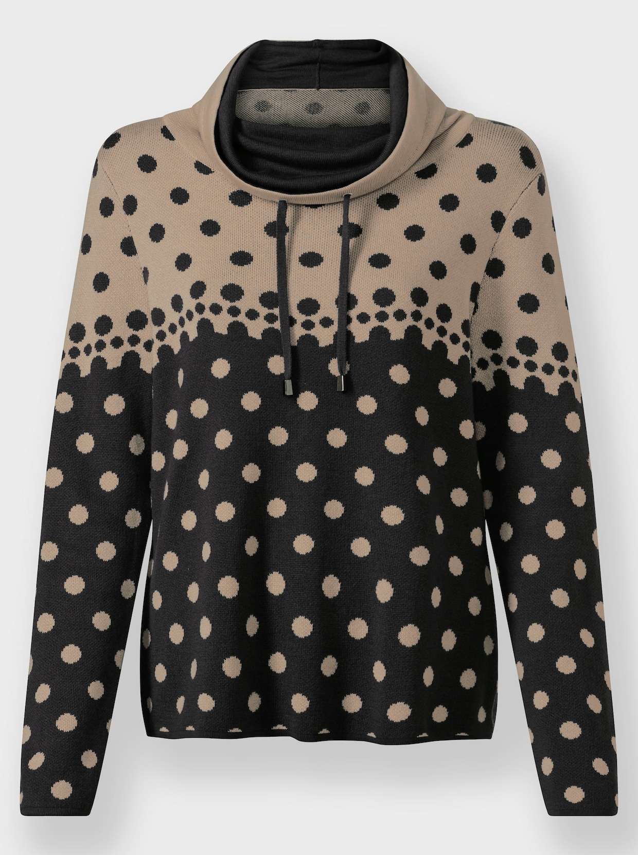 Jacquard-Pullover - schwarz-beige-meliert