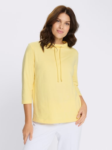 Sweatshirt mit Glitzersteinchen - zitrone