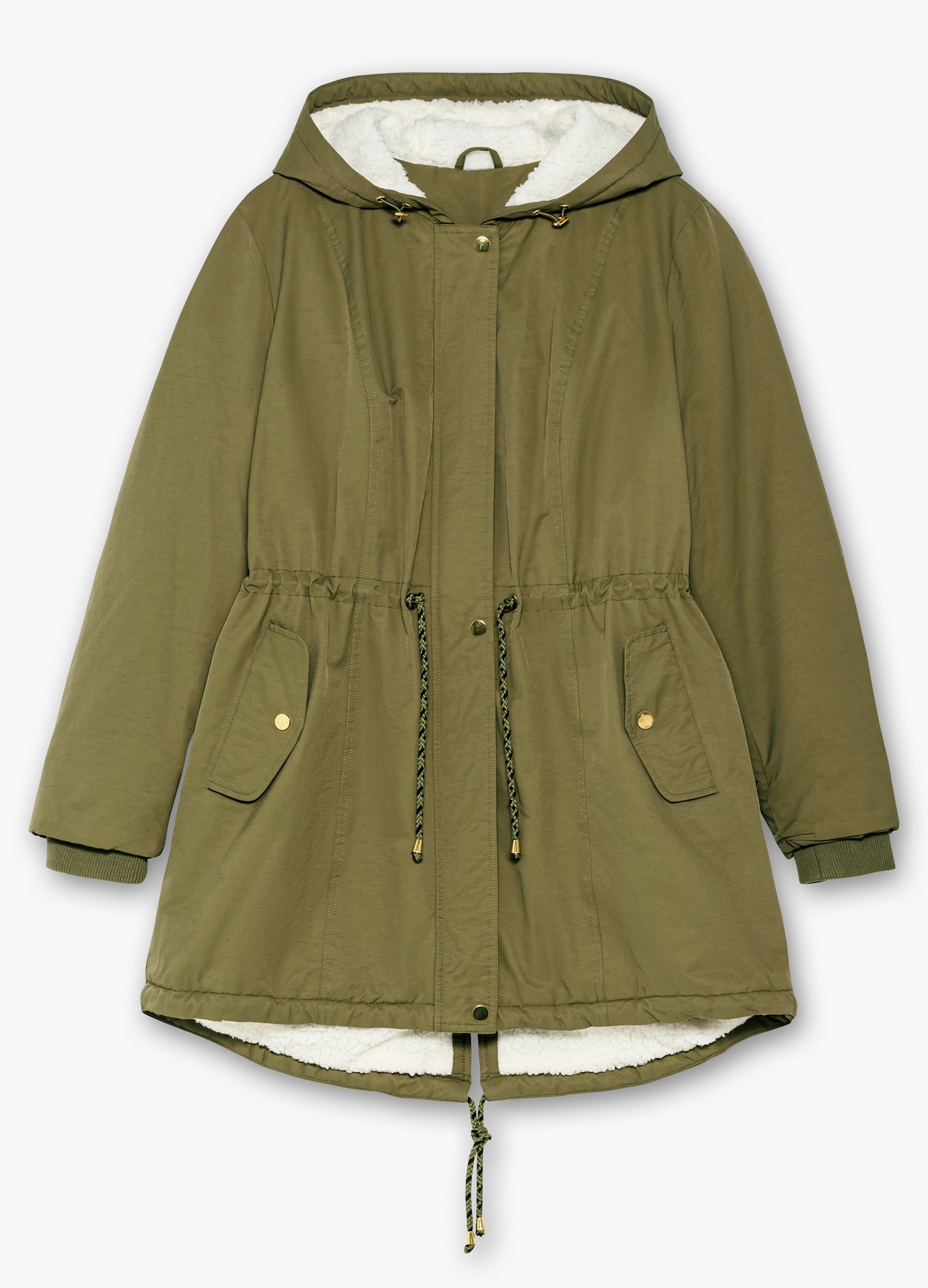 Parka mit gefütterter Kapuze - oliv