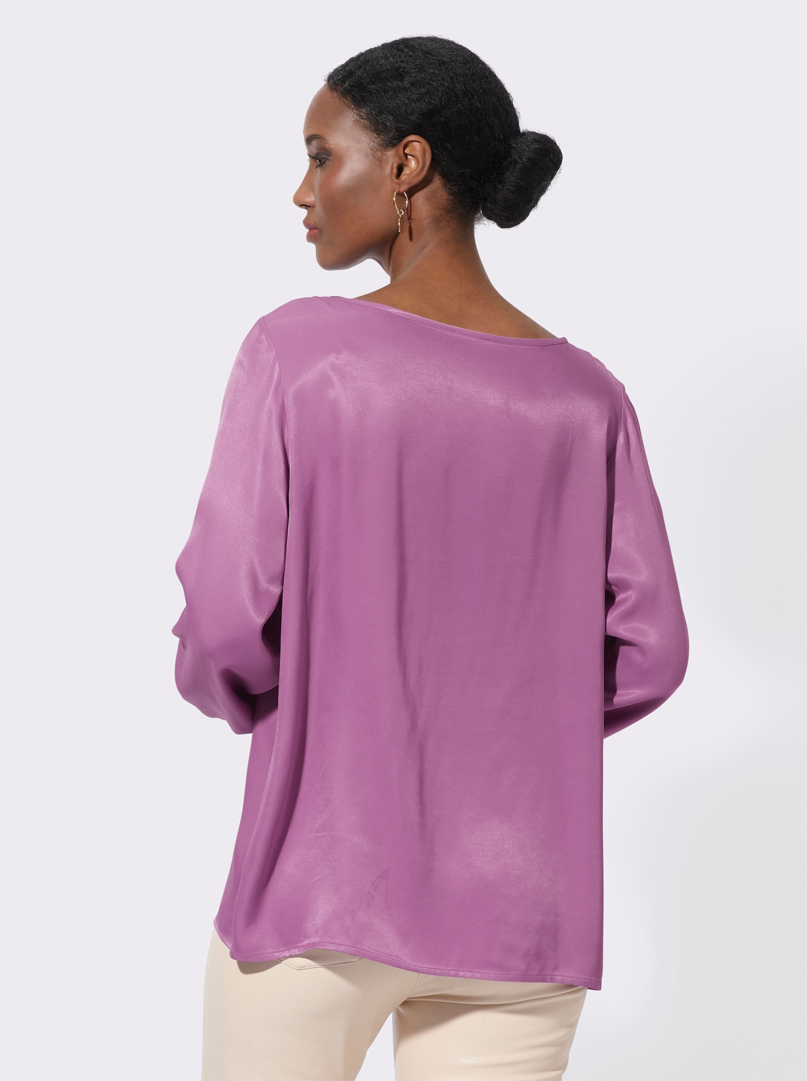 Comfortblouse met kantinzet - violet