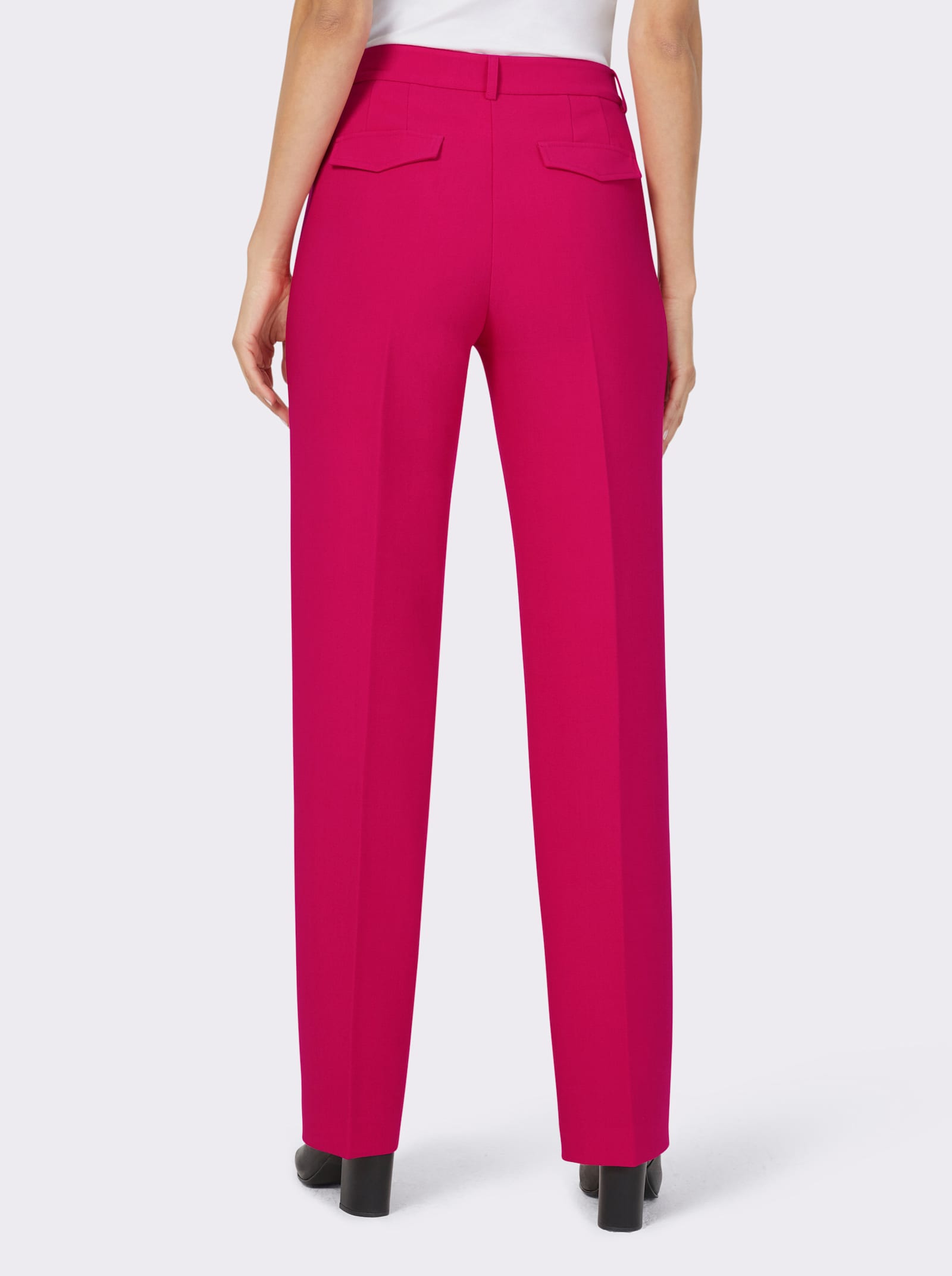 heine Broek met flatteuze persplooien - pink