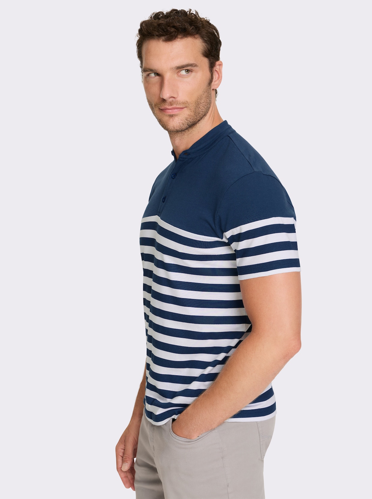 Catamaran Kurzarmshirt - dunkelblau-weiß-gestreift