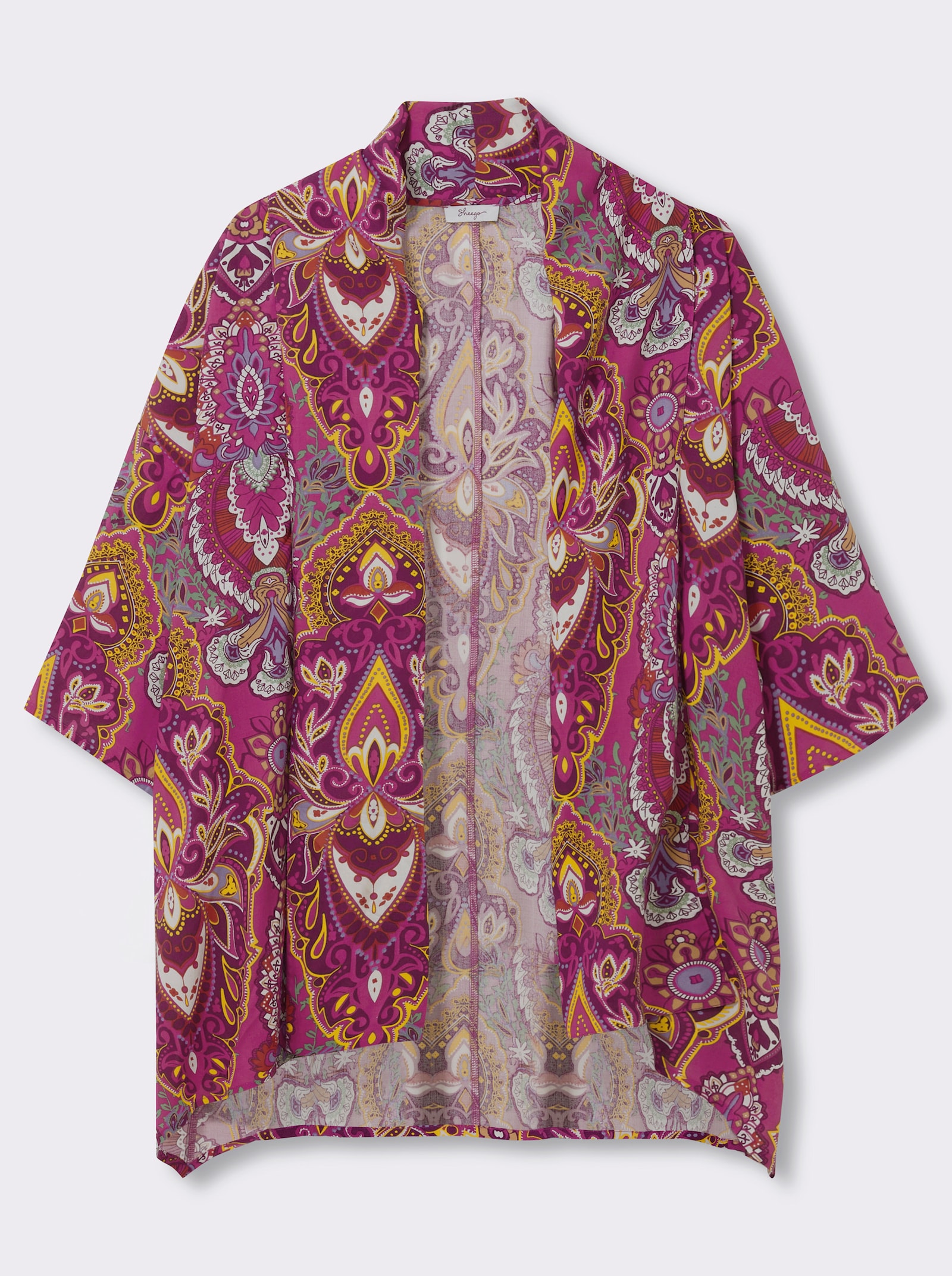 Blusenjacke mit floralem Muster - magenta-lila-gemustert