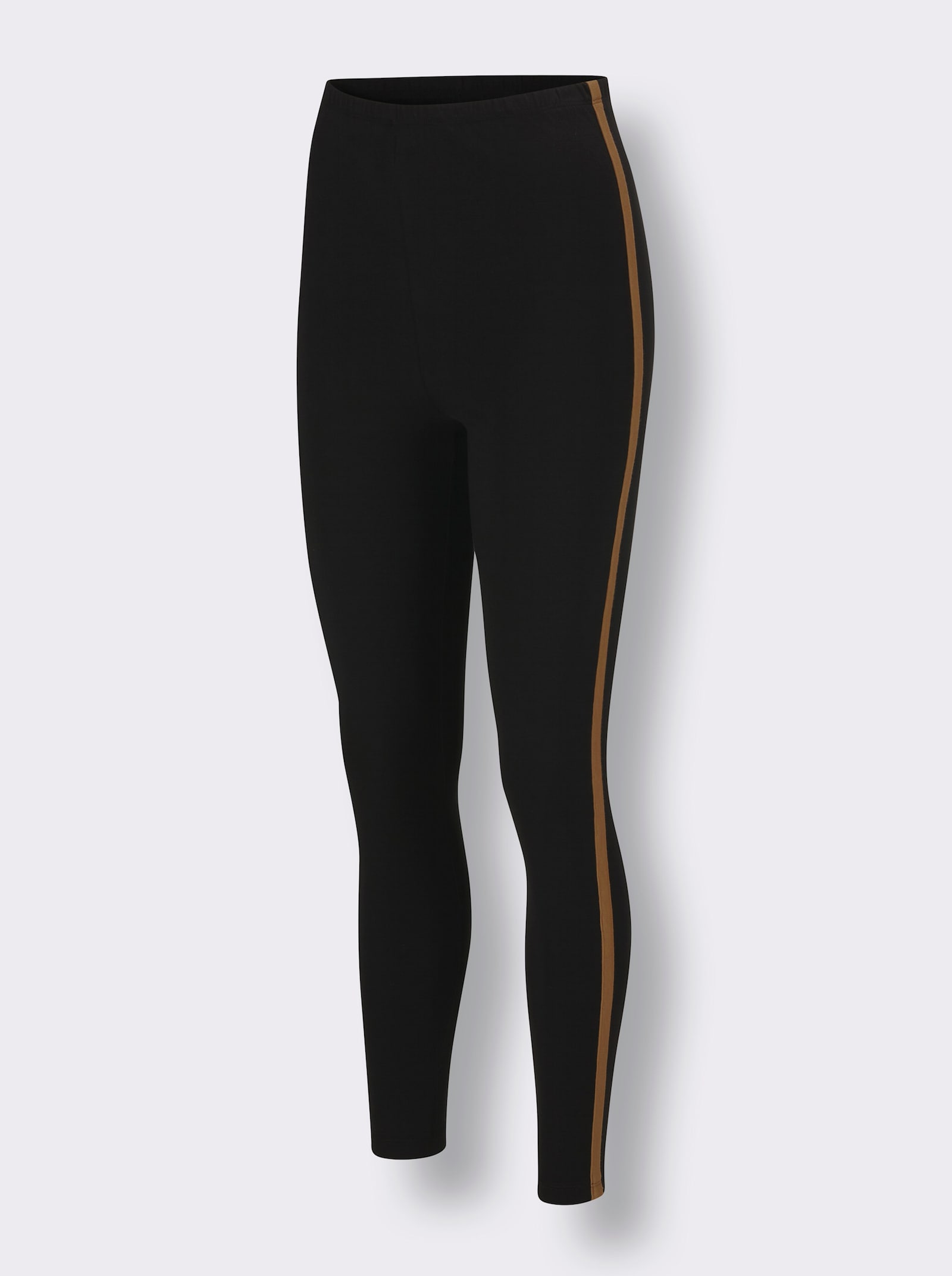 wäschepur Schlafanzug mit Kontrastpaspeln - camel-schwarz-bedruckt